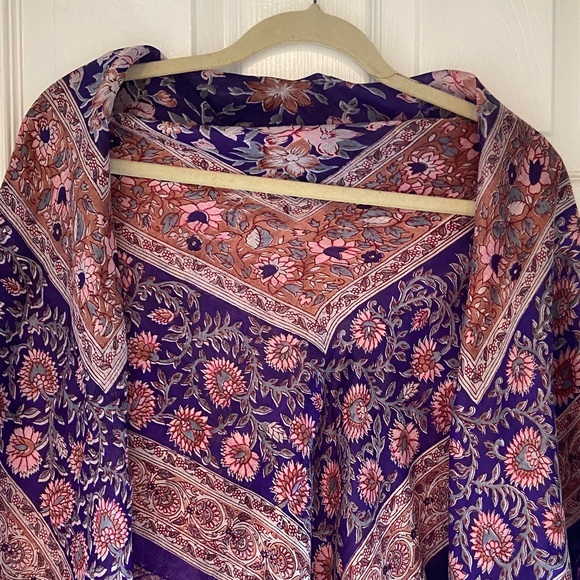 Purple Floral Fringe Shawl - Picture 2 of 8